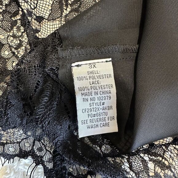 Ali & Kris Womens Size 3X Super Sheer Lace Trim Blouse Strappy Criss Cross - Picture 10 of 10